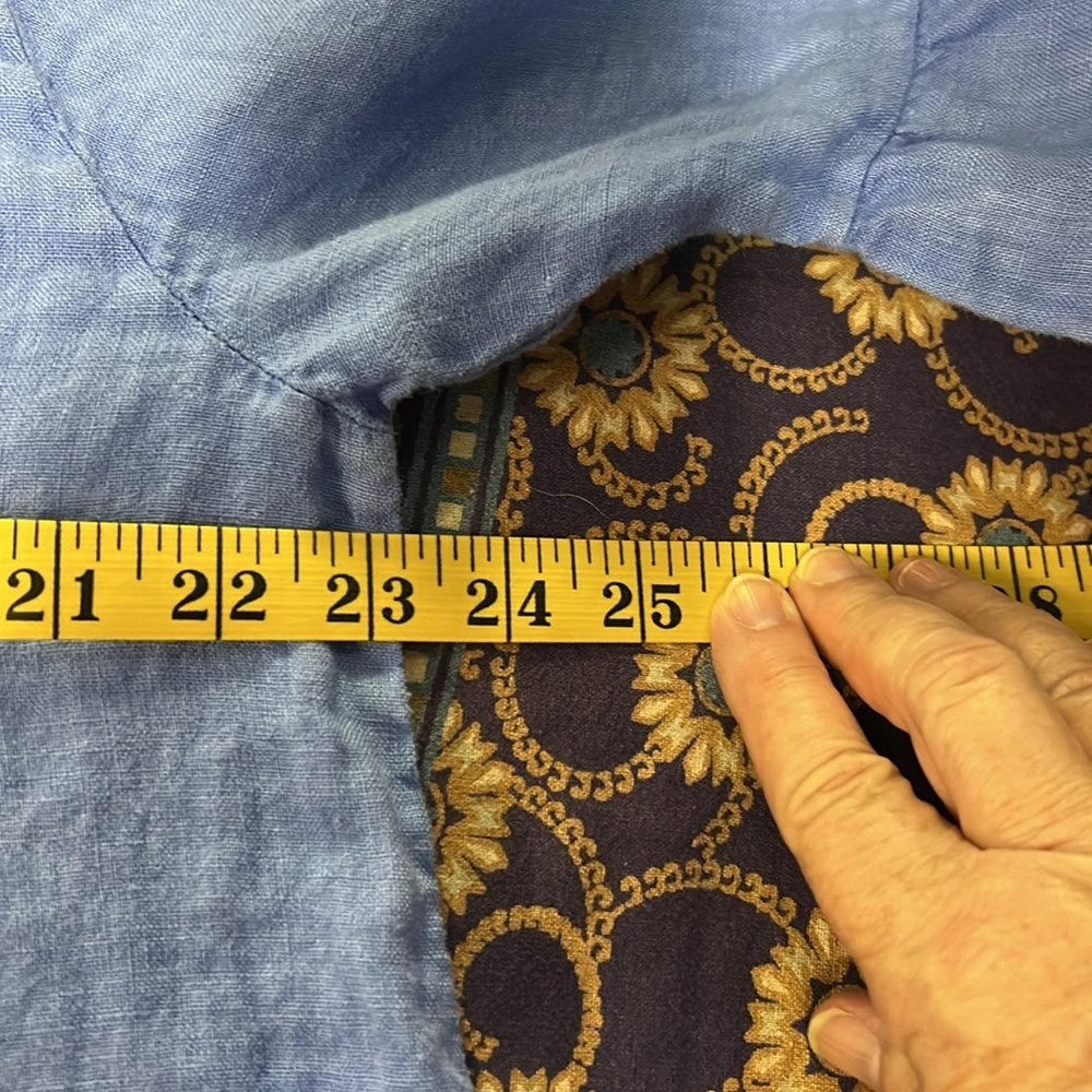Brin D’ete Women's 100% Linen Top Periwinkle Blue XXL 3/4 Bell Sleeves Pockets - Picture 8 of 10